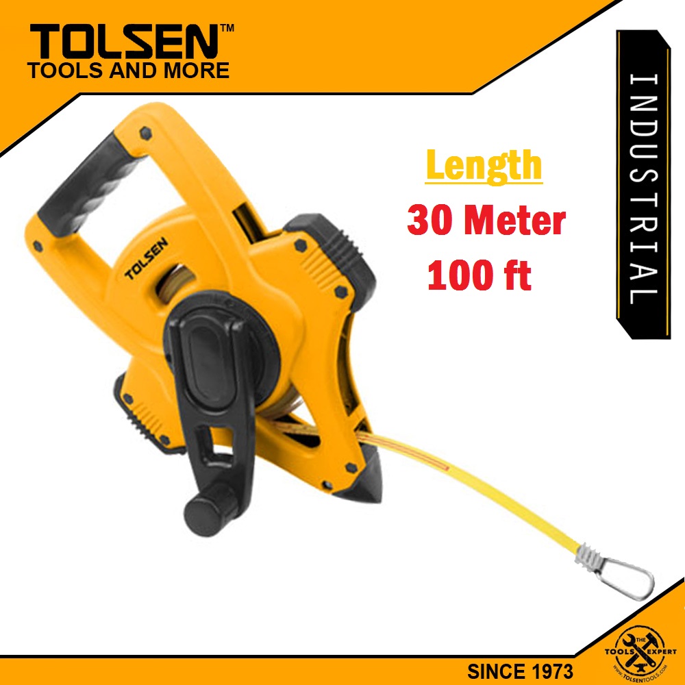 TOLSEN 35013 Steel Measuring Tape | 100ft (30m) | Metric & Inch | 4:1 Fast Rewind | Ergonomic Handle | Model: 35013_img_2