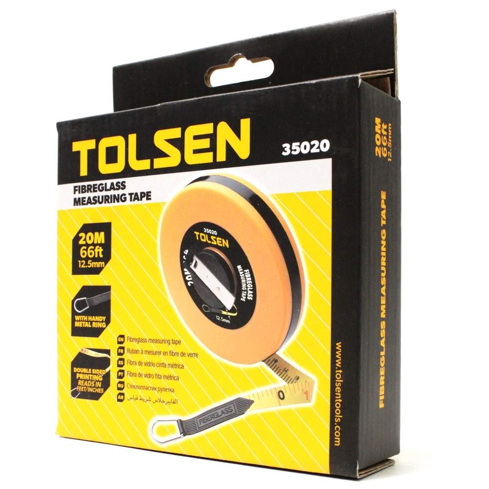 TOLSEN 35020 Fiberglass Measuring Tape, 20M (66ft) x 12.5mm, Metric & Inch, ABS Case, Nickel Plated Handle | Model: 35020_img_2