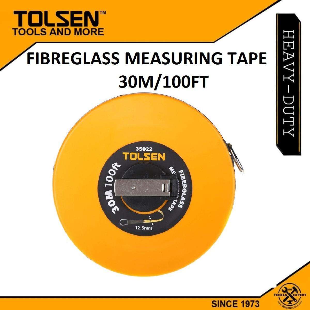 TOLSEN 35022 Fiberglass Measuring Tape, 30M (100ft) x 12.5mm, Metric & Inch, ABS Case, Nickel Plated Handle | Model: 35022_img_3