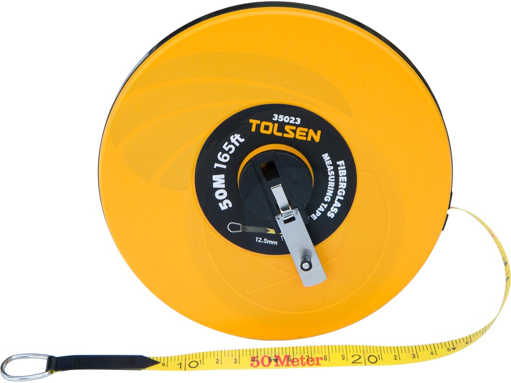 TOLSEN 35023 Fiberglass Measuring Tape, 50M (165ft) x 12.5mm, Metric & Inch, ABS Case, Nickel Plated Handle | Model: 35023_img_1