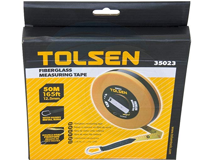 TOLSEN 35023 Fiberglass Measuring Tape, 50M (165ft) x 12.5mm, Metric & Inch, ABS Case, Nickel Plated Handle | Model: 35023_img_2