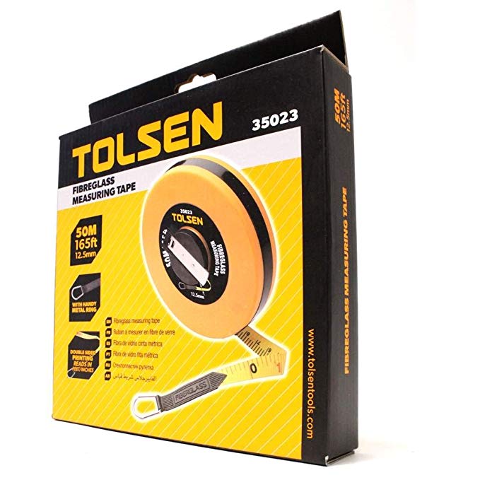 TOLSEN 35023 Fiberglass Measuring Tape, 50M (165ft) x 12.5mm, Metric & Inch, ABS Case, Nickel Plated Handle | Model: 35023_img_3