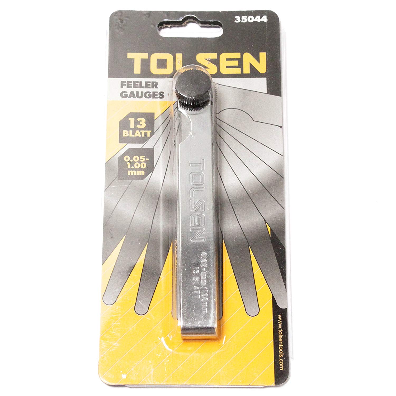 TOLSEN 35044 Feeler Gauges, 13 Blades, 0.05-1.00mm, 100mm Length, Chrome Plated Case | Model: 35044_img_2