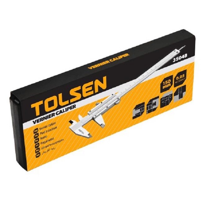 TOLSEN 35048 6" Steel Analog Vernier Caliper | 0-150mm | Accuracy 0.05mm | Carbon Steel | Chrome Plated | Four-Way Measurement | Hard Case | Model: 35048_img_3