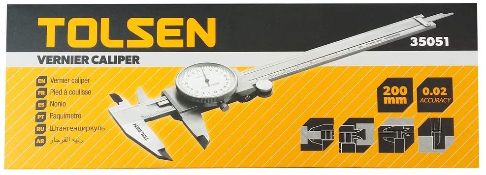 TOLSEN 8" Vernier Caliper Dial Type Analogue Gauge (0-200mm) Model: 35051