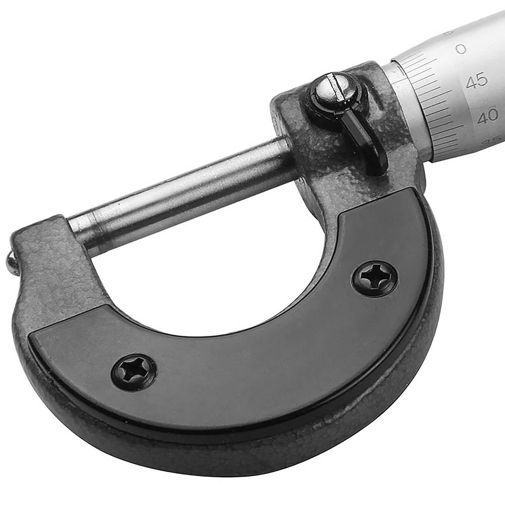 TOLSEN 35055 Micrometer, 0-25mm, Accuracy 0.01mm, Carbide Measuring Face, Chrome-Plated Frame, Ratchet Stop, Includes Case | Model: 35055_img_4