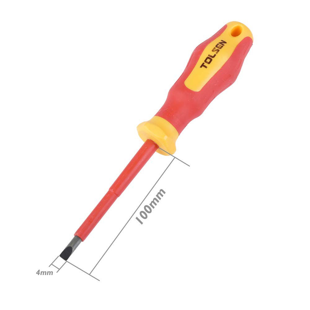 Tolsen VDE Flat Screwdriver (4.0x100mm) 1000V, Model: 38001_img_2