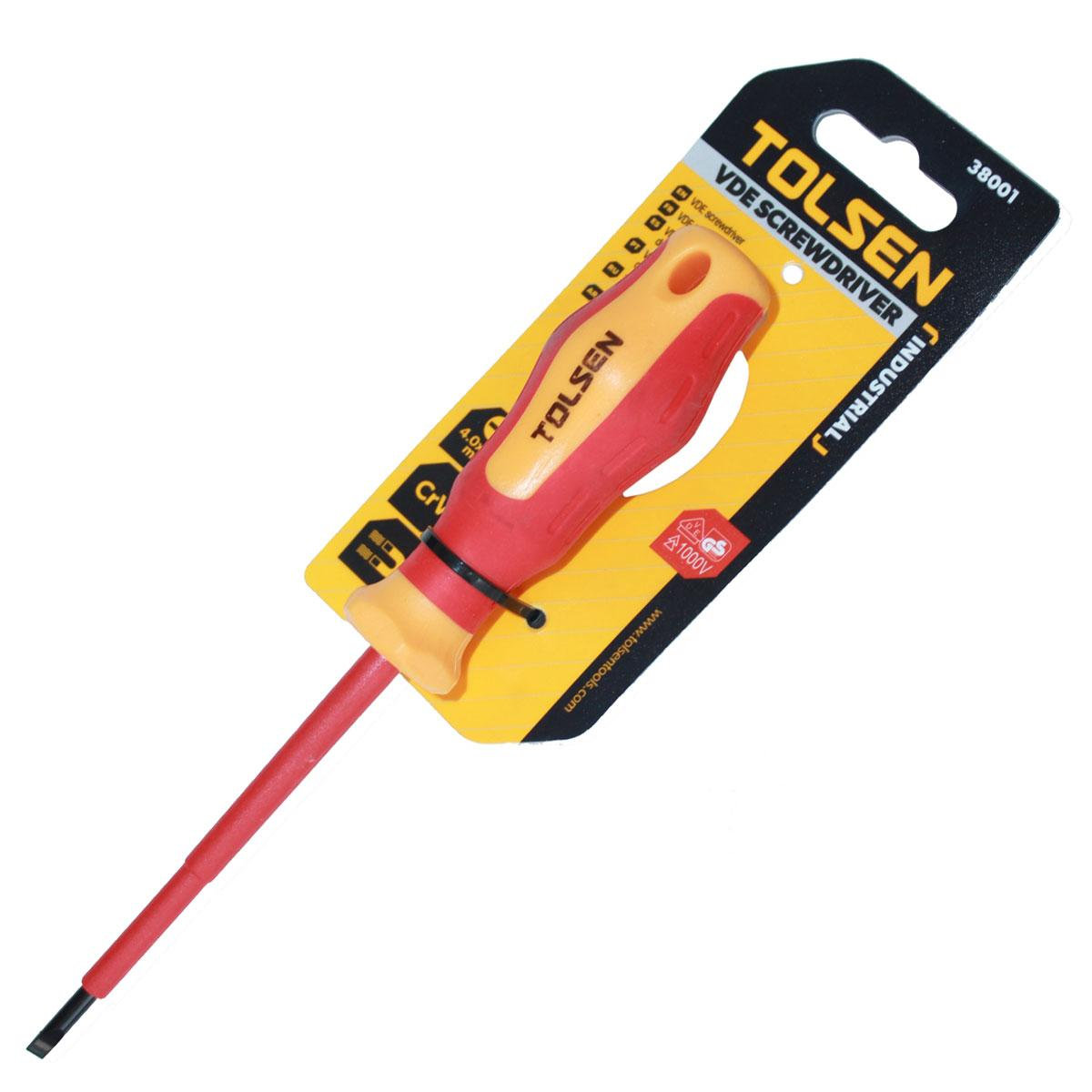Tolsen VDE Flat Screwdriver (4.0x100mm) 1000V, Model: 38001_img_4