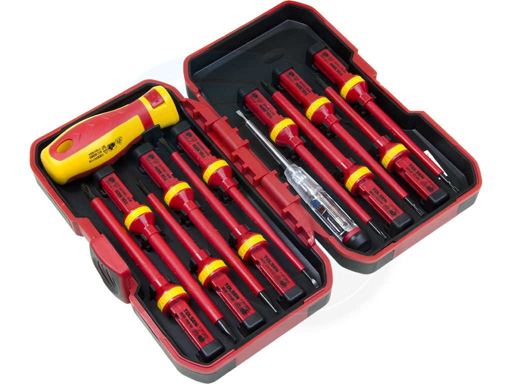 TOLSEN 38016 13Pcs VDE 1000V Insulated Screwdriver Set | Interchangeable | VDE/GS Certified | Includes Voltage Tester | Model: 38016_img_2