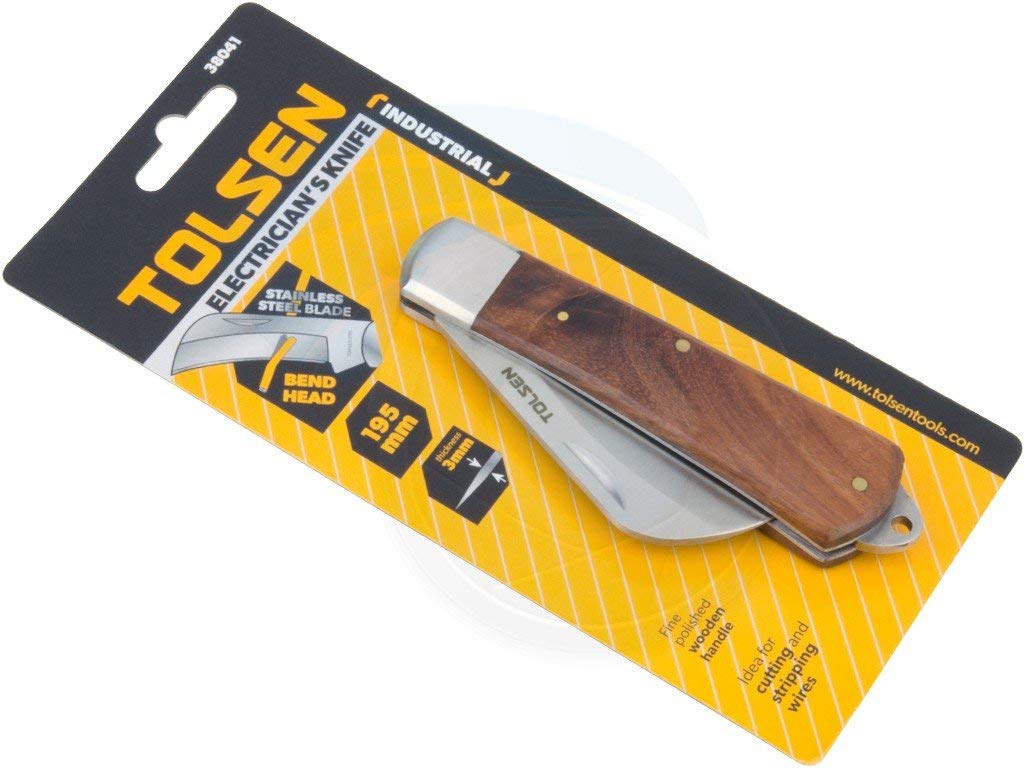 TOLSEN 38041 Electrician's Cutter, 195mm, Bent Head, Special Stainless Steel, Fine Polished Wooden Handle, Model: 38041_img_2