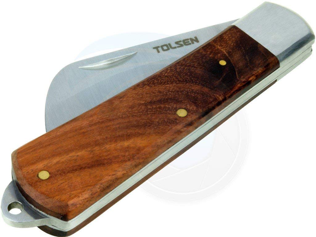 TOLSEN 38041 Electrician's Cutter, 195mm, Bent Head, Special Stainless Steel, Fine Polished Wooden Handle, Model: 38041_img_4