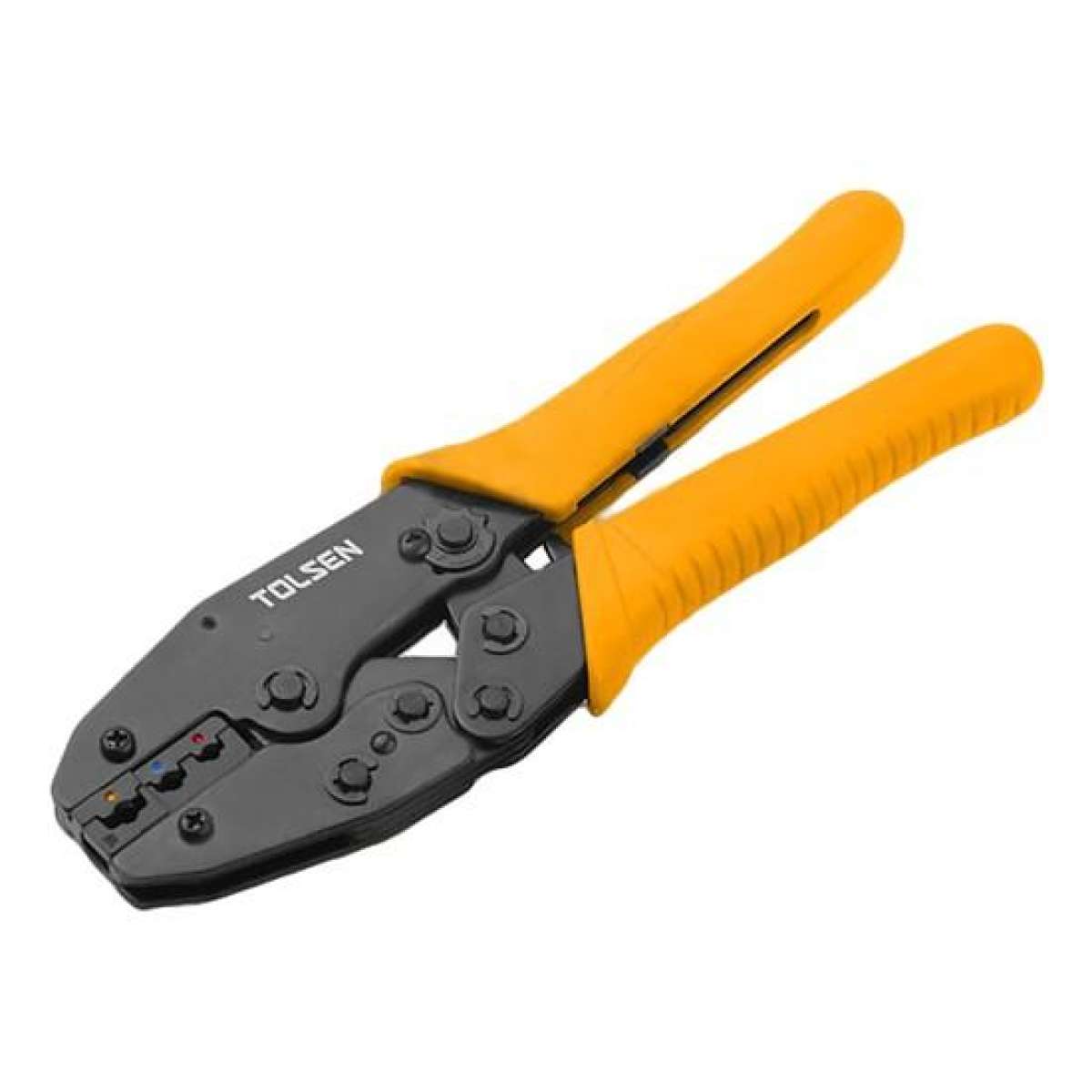 TOLSEN 38056 Ratchet Crimping Pliers | 8.7" (220mm) | For Insulated Terminals DIN 0.5-6mm² / AWG 22-10 | Carbon Steel | PVC Grips | Model: 38056_img_2