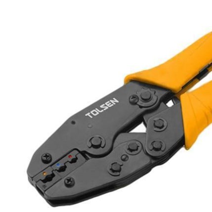 TOLSEN 38056 Ratchet Crimping Pliers | 8.7" (220mm) | For Insulated Terminals DIN 0.5-6mm² / AWG 22-10 | Carbon Steel | PVC Grips | Model: 38056_img_3