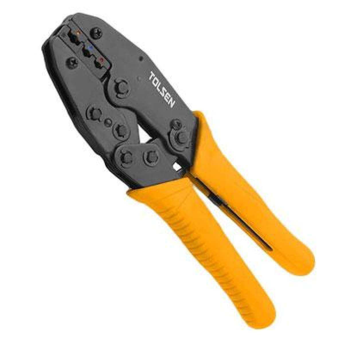 TOLSEN 38056 Ratchet Crimping Pliers | 8.7" (220mm) | For Insulated Terminals DIN 0.5-6mm² / AWG 22-10 | Carbon Steel | PVC Grips | Model: 38056_img_4