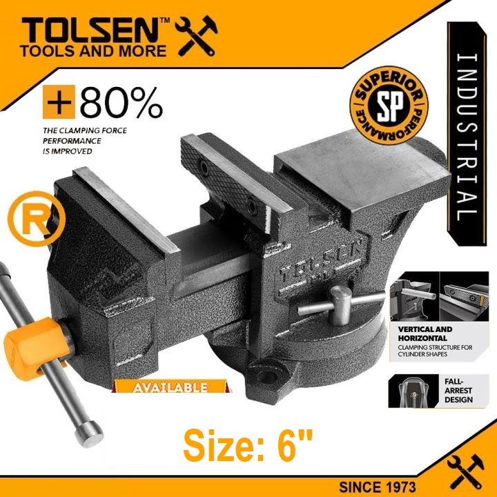 TOLSEN 10806 Bench Vice, 6" (150mm), Ultra Large Swivel Base with Anvil, Arc Anvil Design, 20KN Clamping Force | Model: 10806_img_1
