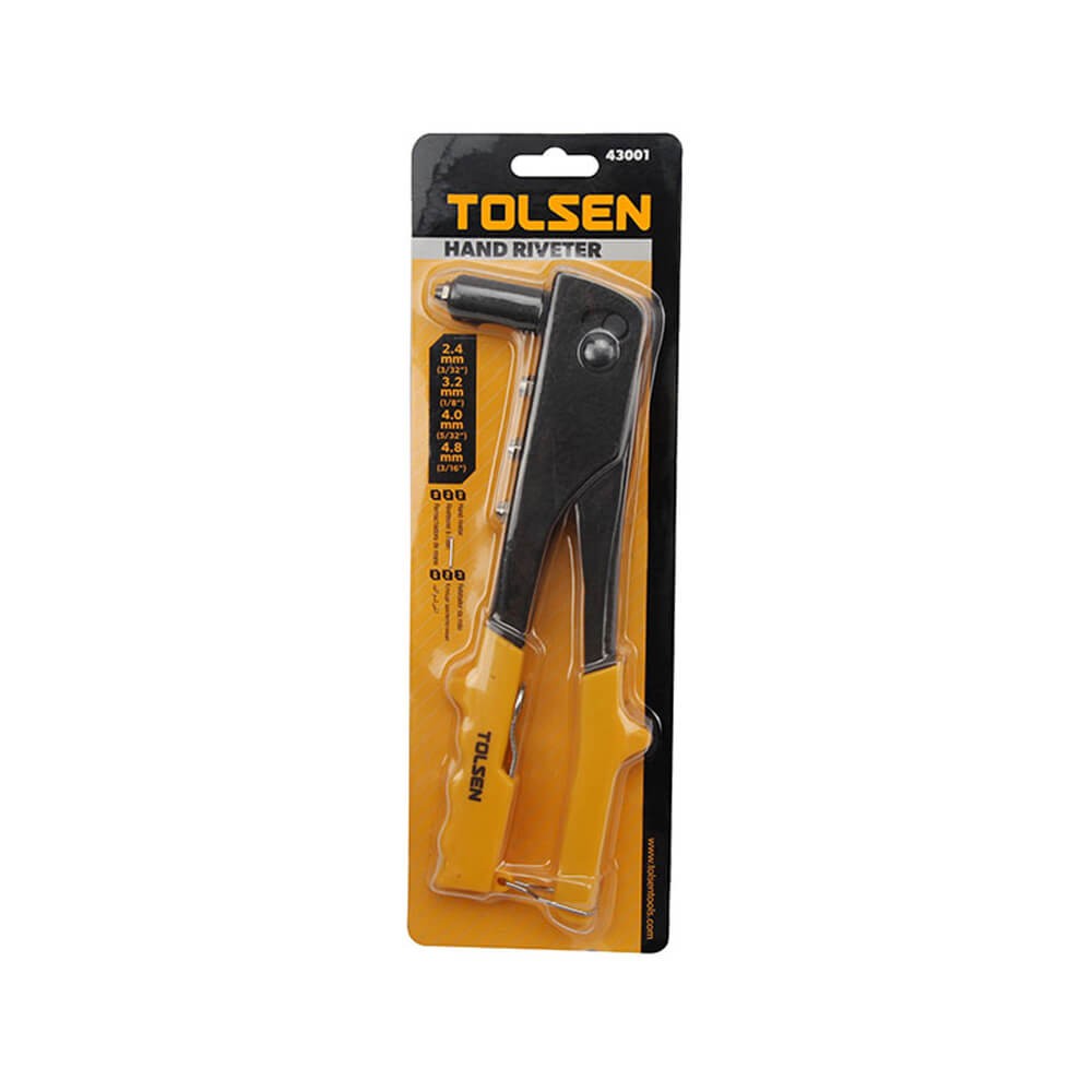 TOLSEN 43001 Hand Riveter, 10" (250mm), Hardened Steel Body, For Aluminium Rivets, Includes Nozzle Wrench | Model: 43001_img_2