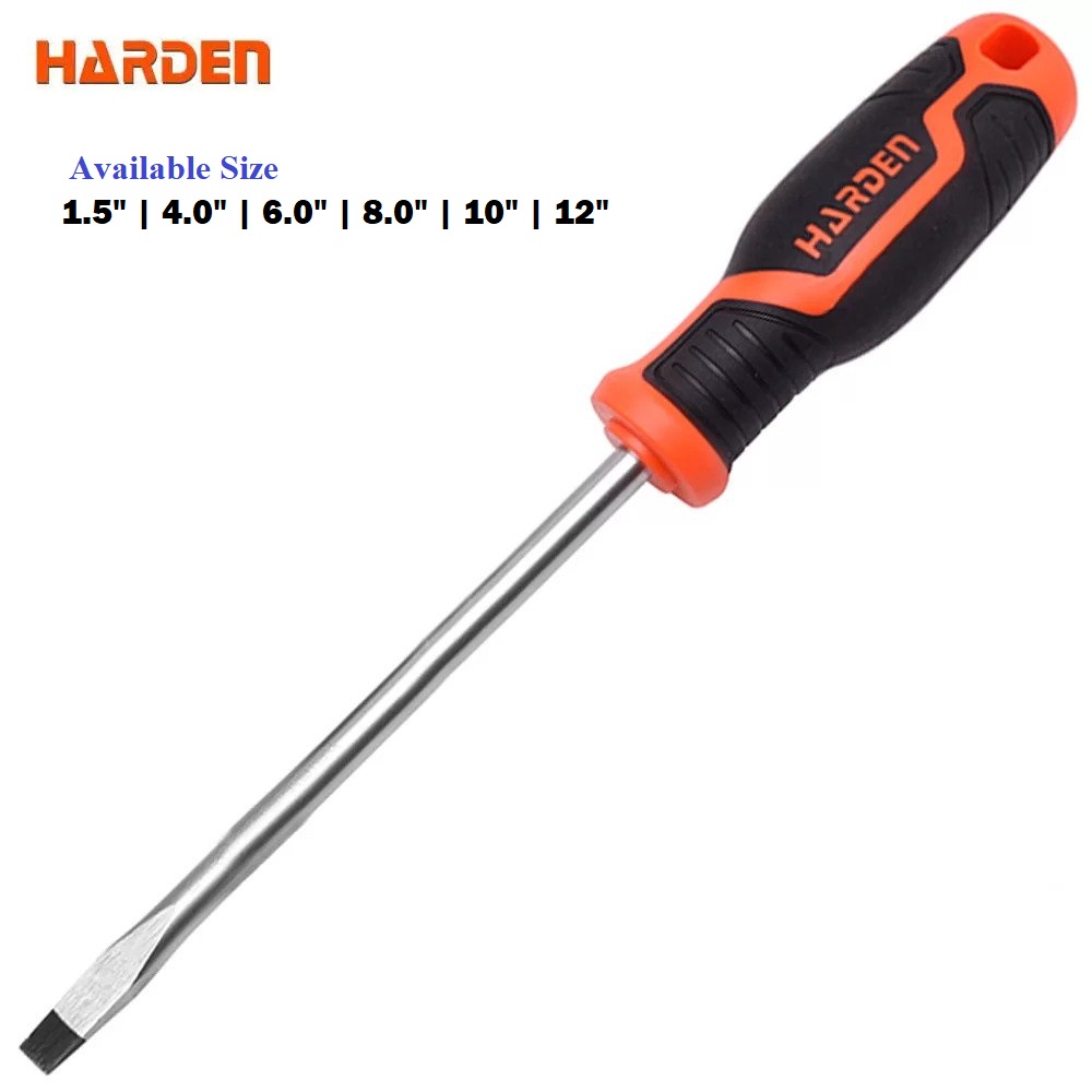 HARDEN Slotted Magnetic Screwdriver ( 1.5" | 4" | 6" | 8" | 10" | 12" ), Flat Screw driver with strong magnet & CRV; Model: 550251 | 550253 | 550255 | 550256 | 550257 | 550258_img_0
