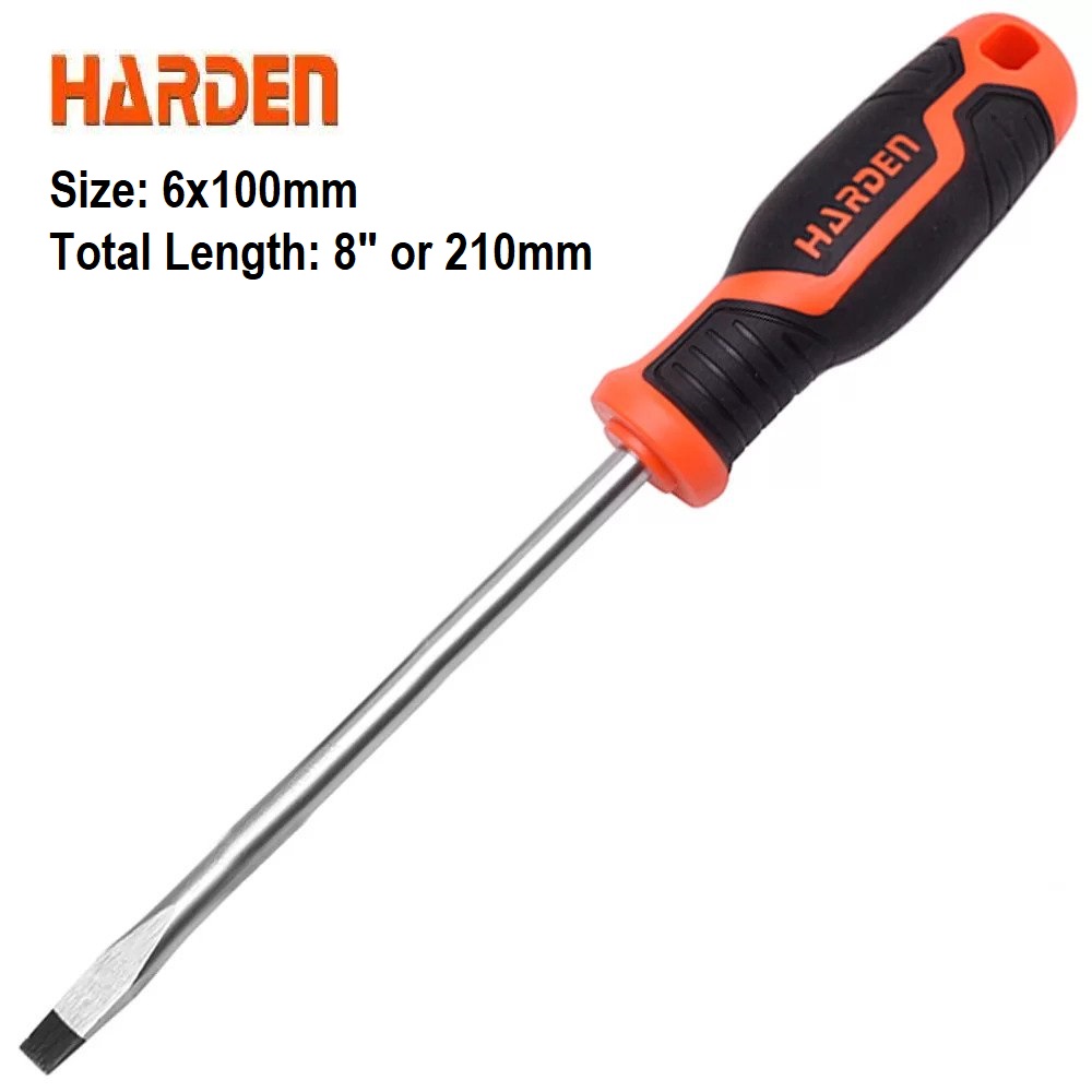 HARDEN Slotted Magnetic Screwdriver ( 1.5" | 4" | 6" | 8" | 10" | 12" ), Flat Screw driver with strong magnet & CRV; Model: 550251 | 550253 | 550255 | 550256 | 550257 | 550258_img_9