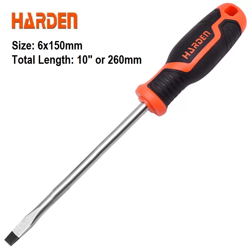 HARDEN Slotted Magnetic Screwdriver ( 1.5" | 4" | 6" | 8" | 10" | 12" ), Flat Screw driver with strong magnet & CRV; Model: 550251 | 550253 | 550255 | 550256 | 550257 | 550258_img_11
