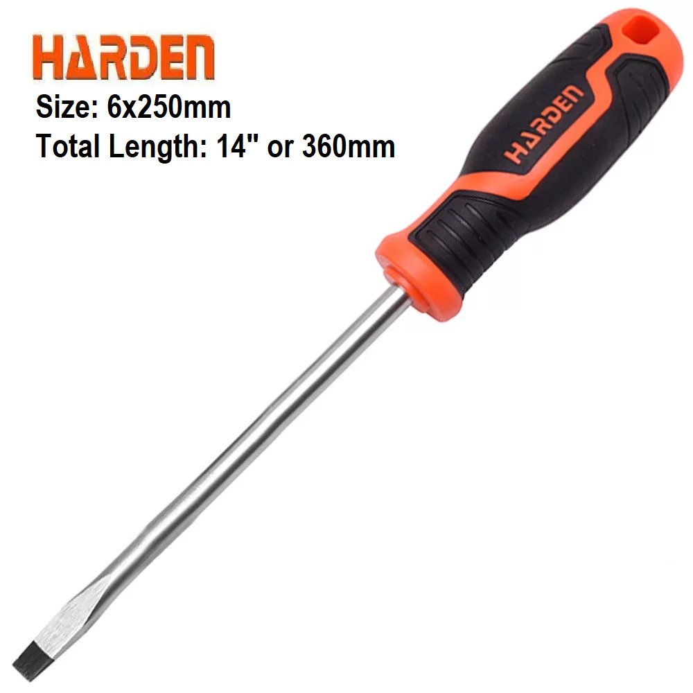HARDEN Slotted Magnetic Screwdriver ( 1.5" | 4" | 6" | 8" | 10" | 12" ), Flat Screw driver with strong magnet & CRV; Model: 550251 | 550253 | 550255 | 550256 | 550257 | 550258_img_15