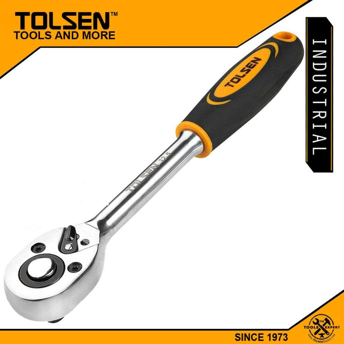 TOLSEN 15120 Ratchet Wrench | 1/2" Square Drive | Quick Release | Reversible | 72-Tooth | CrMo & CrV | Satin Finish | Industrial Series | Model: 15120_img_2