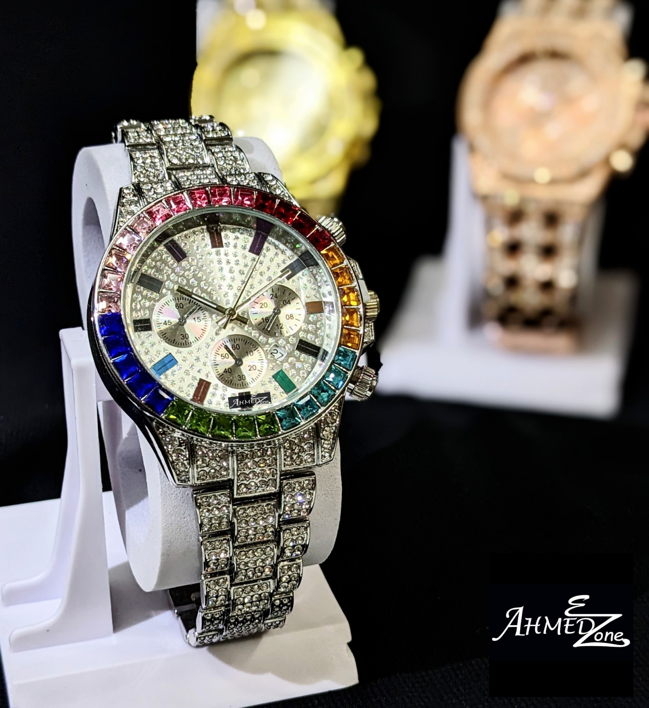 Colorful Crystal Stone Iced Watch_img_0