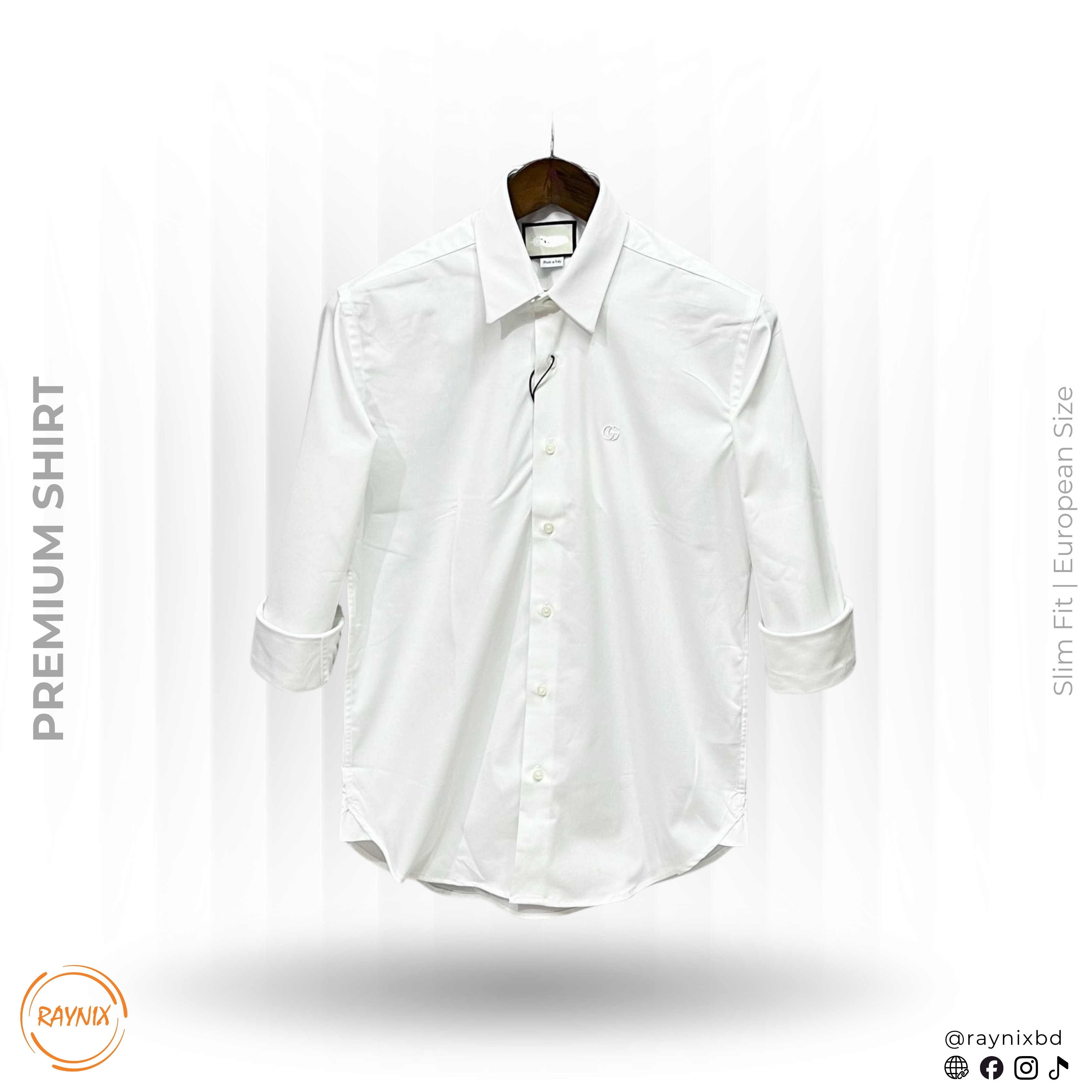 Gucci Men’s Premium Crisp White Slim-Fit Luxury Dress Shirt