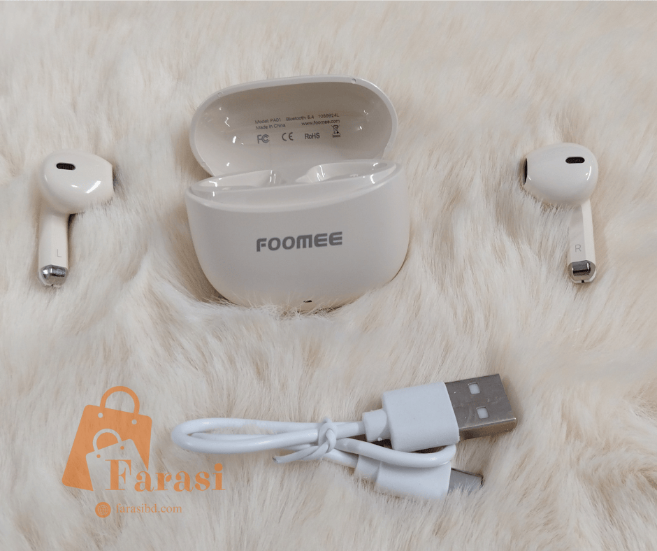 Foomee PA01 Mini Wireless Earbuds - White - Image 4