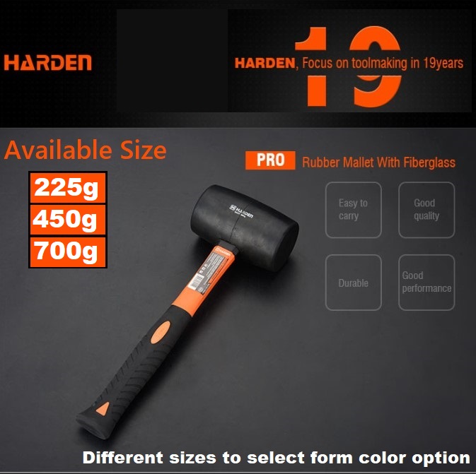 HARDEN Rubber Mallet (250gm | 500gm | 700gm ) with Fiberglass Handle Professional 590412 | 590415 | 590417_img_0
