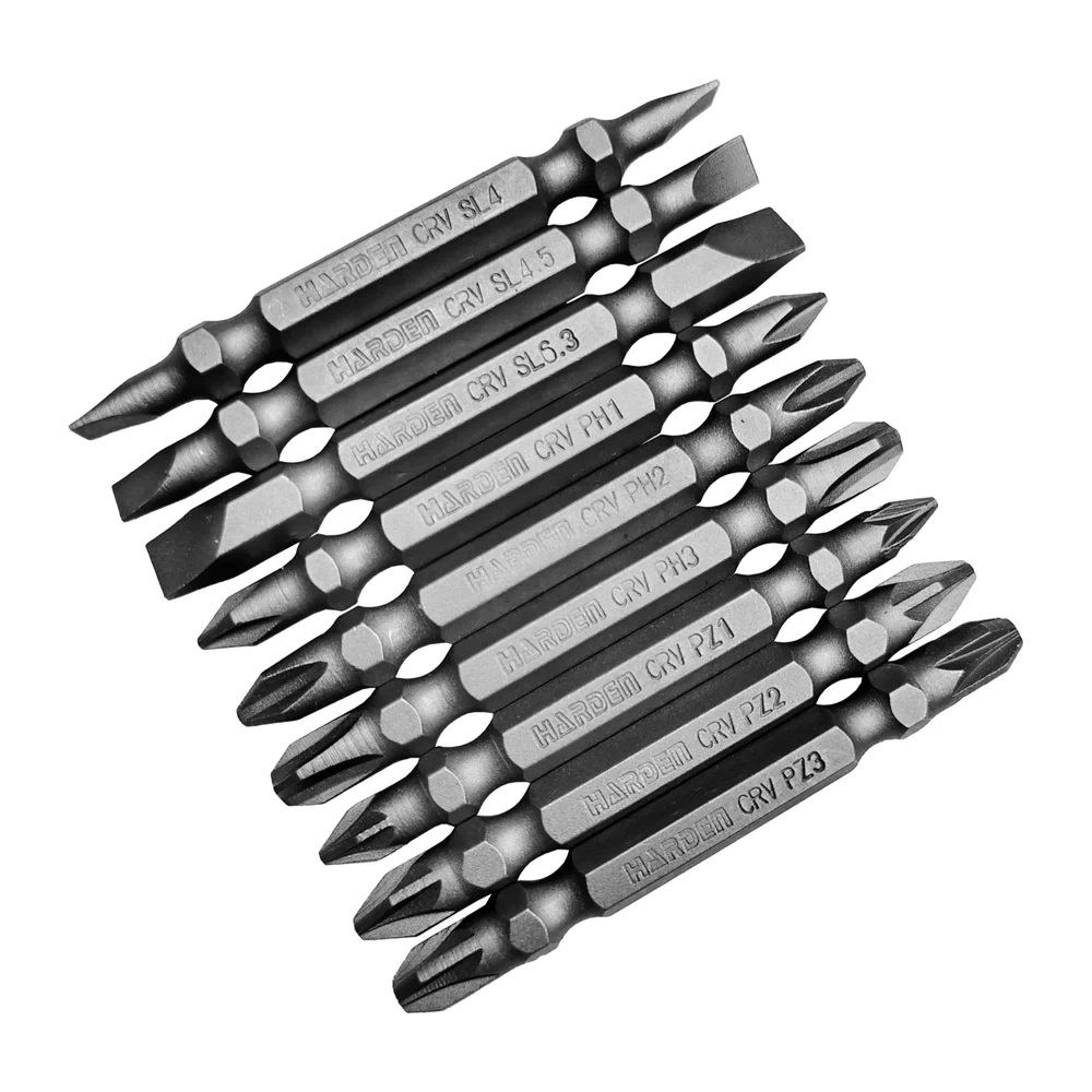 HARDEN 9pcs Magnetic Screwdriver Bit Set – Double-Sided Slotted, Phillips & Pozi Tips; 550601