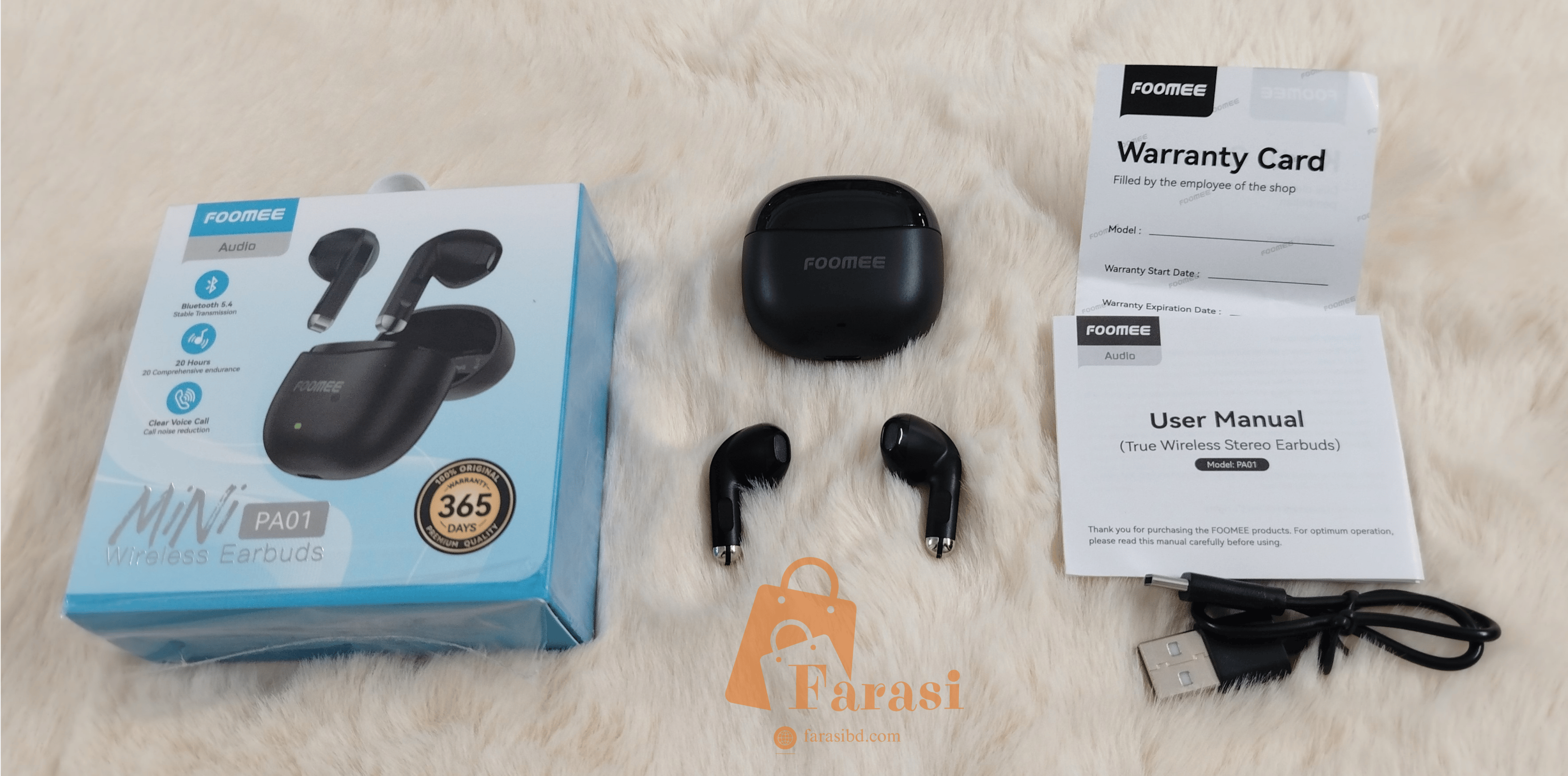 Foomee PA01 Mini Wireless Earbuds - Black - Image 4