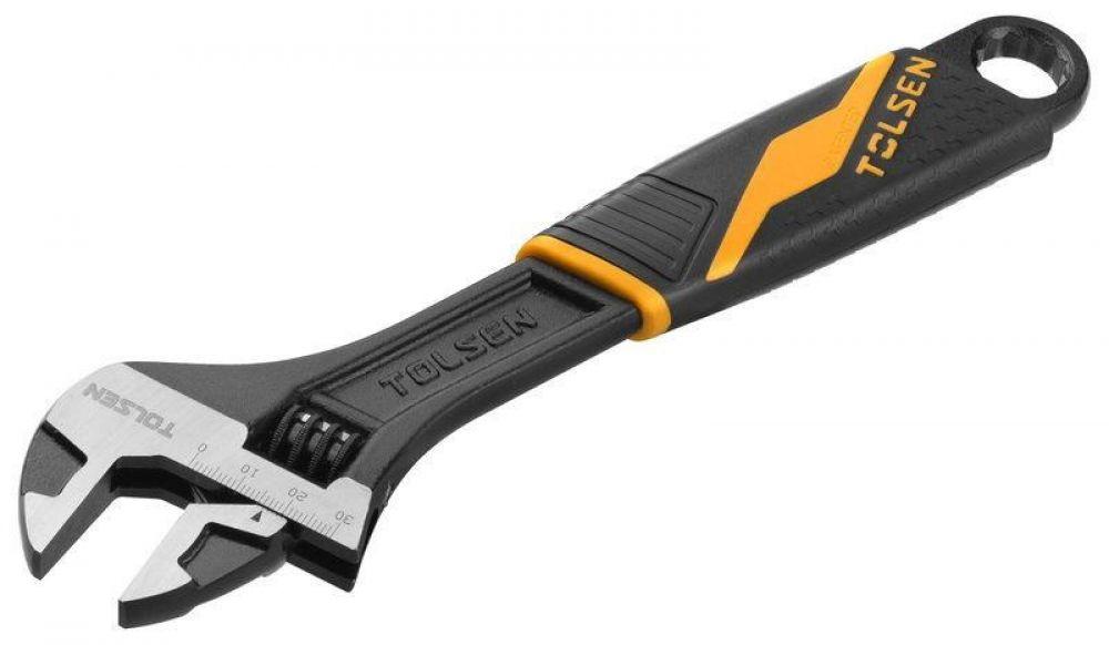 TOLSEN 15310 Adjustable Wrench, 10" (250mm), Industrial GRIPro Series, Black Finished & Polished, Two-Component Plastic Handle | Max Opening 30mm | Model: 15310_img_3