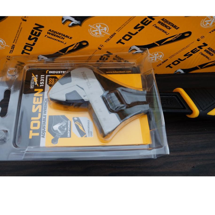 TOLSEN 15311 Adjustable Wrench, 12" (300mm), Industrial GRIPro Series, Black Finished & Polished, Two-Component Plastic Handle, Max Opening 35mm | Model: 15311_img_9