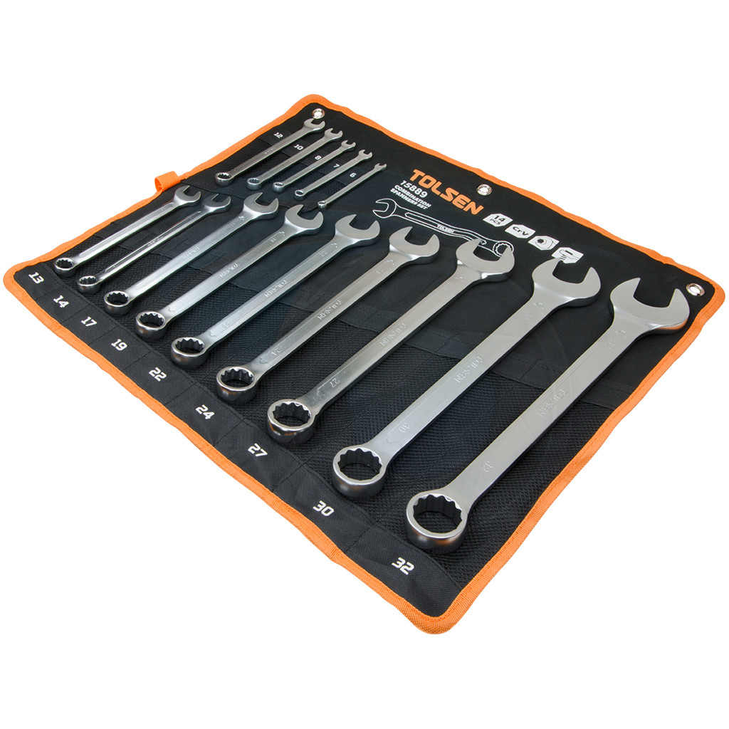 TOLSEN 15889 14Pcs Combination Spanner Set | Chrome Plated | Satin Finish | DIN3113 | Sizes 6-32mm | Model: 15889_img_11