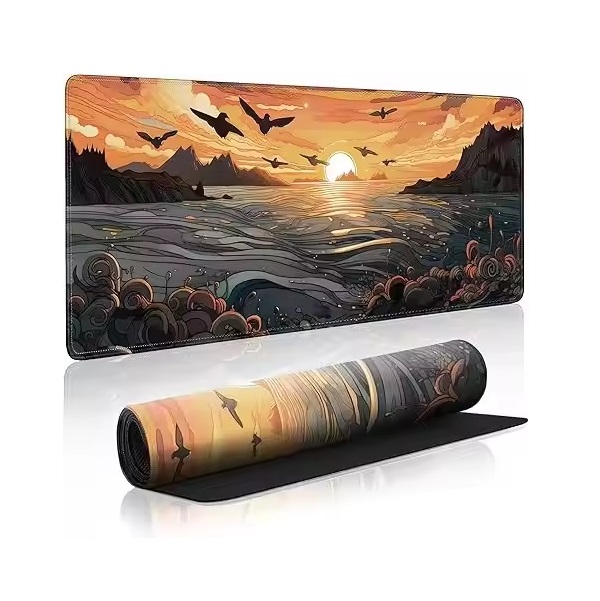 Gaming Mouse Pad Large Waterproof Waves Seagull Anime XL Natural Rubber Keyboard Mat_img_0