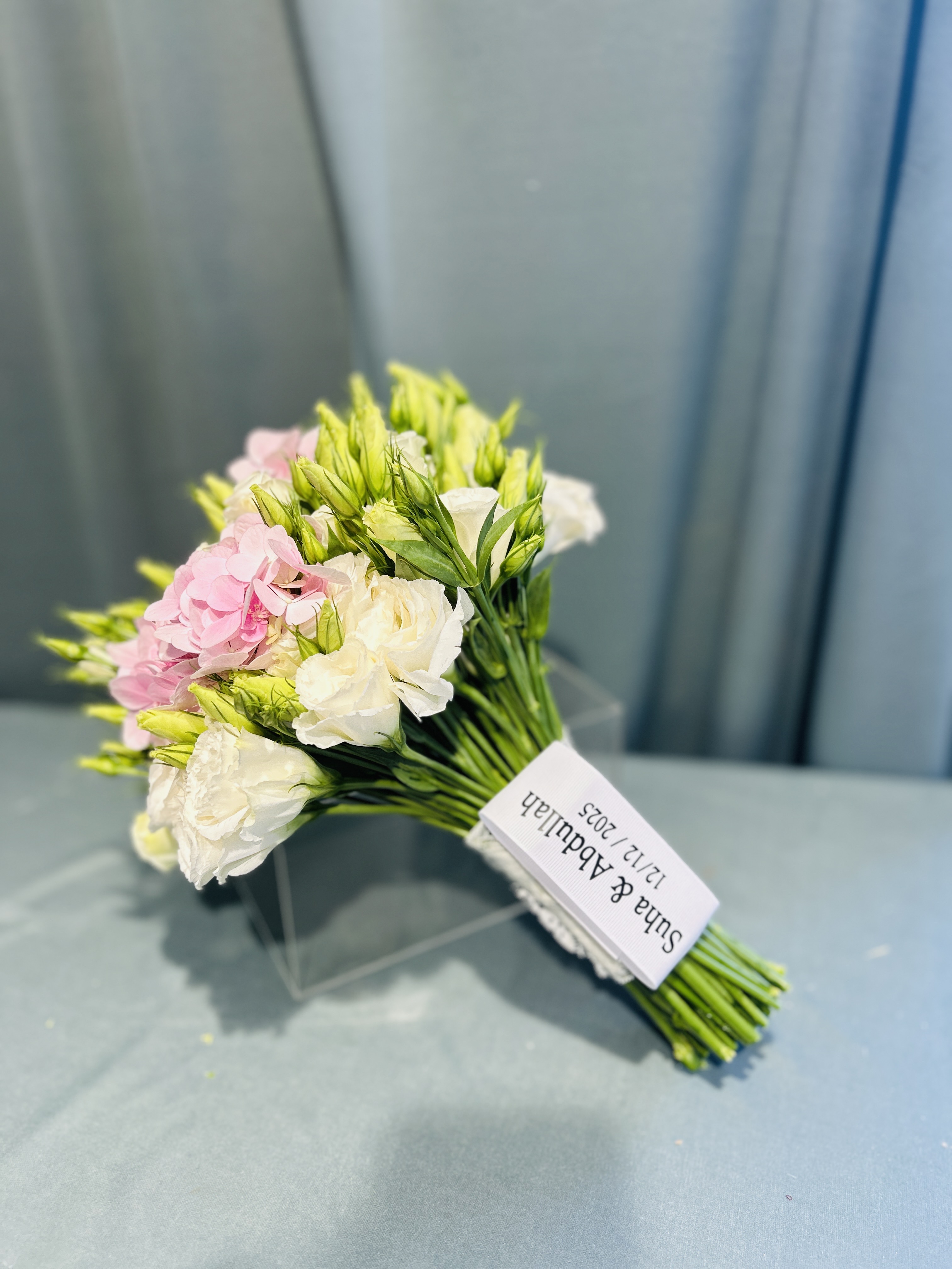 Halydrangea and lisianthus Bridal bouquet