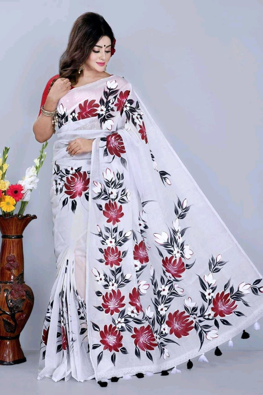 Hand Print Half Silk Sharee
