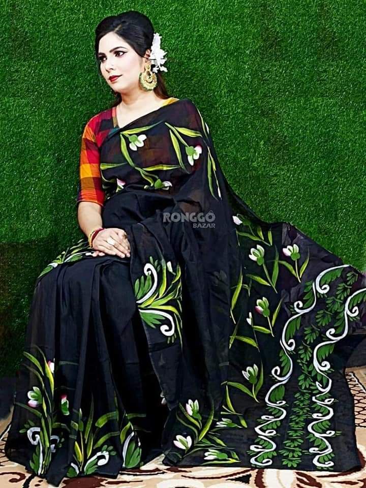 Hand Print Half Silk Sharee