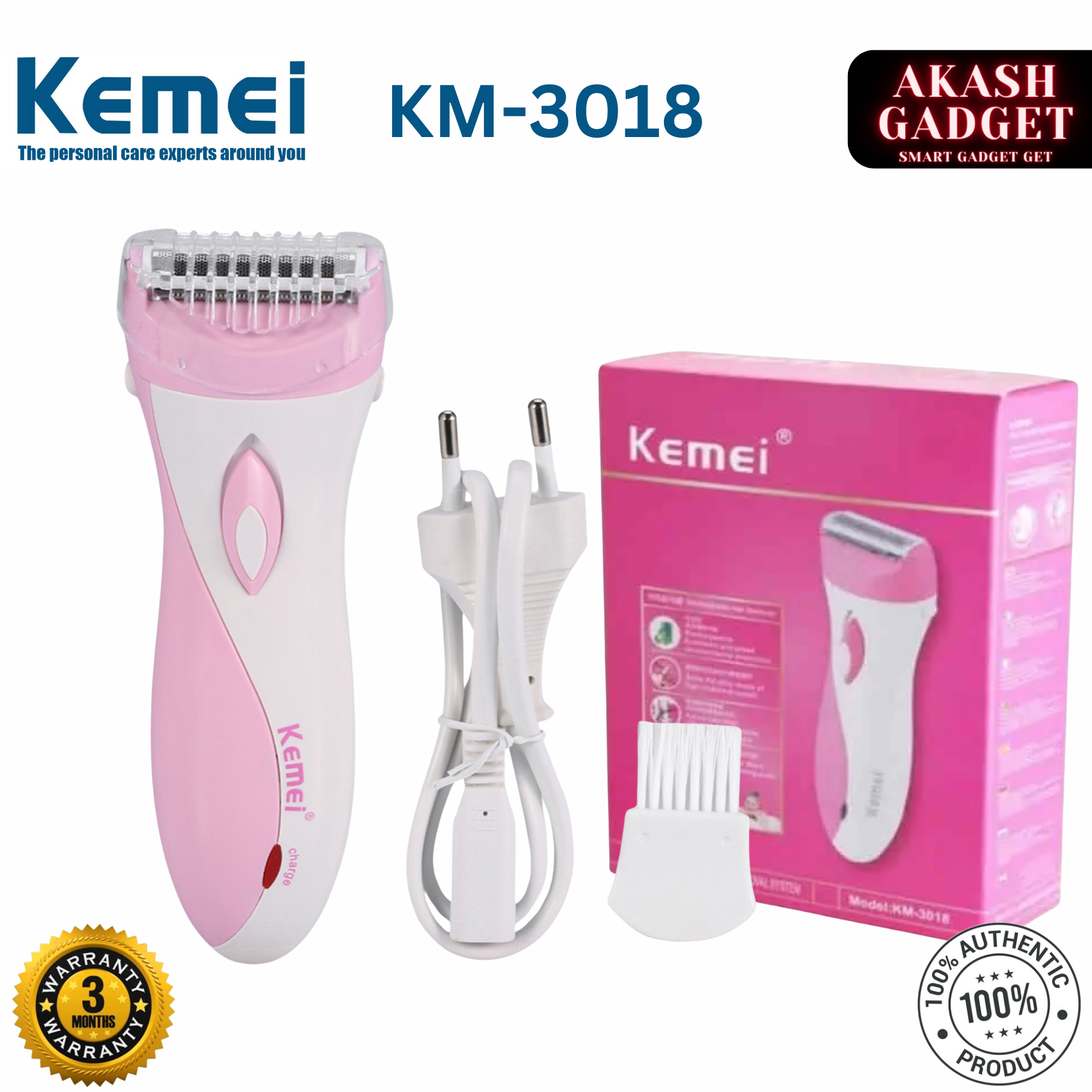 Kemei KM-3018 Lady Shaver and Bikini Hair Removal for Women_img_0