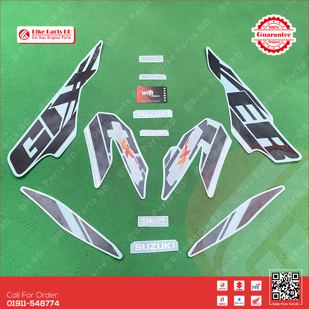 Full Set Sticker for Suzuki Gixxer Monotone (Old Model, Red Color) bike. thumbnail 2
