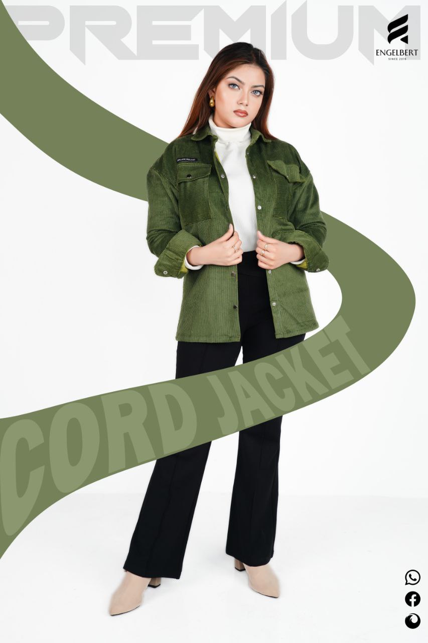 Corduroy Men's  Shacket in Dark Green_img_2