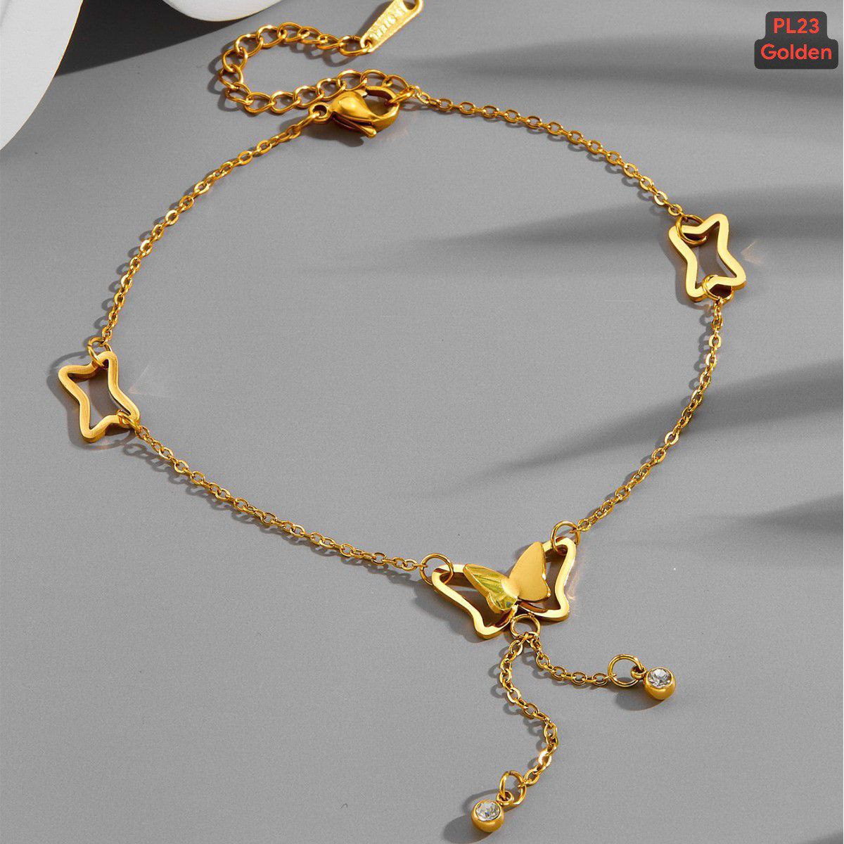 Double Butterfly 2 Hanging Stone Anklet Payel_img_1