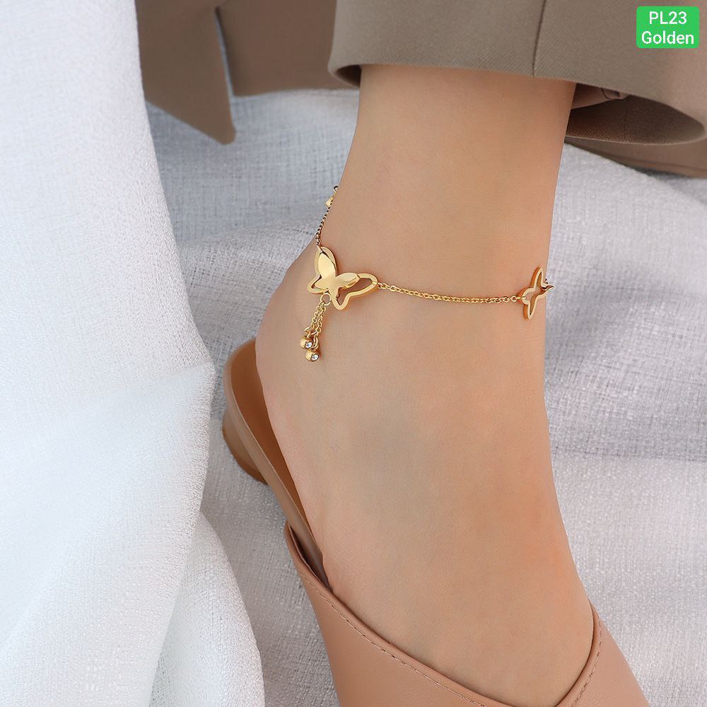 Double Butterfly 2 Hanging Stone Anklet Payel_img_2