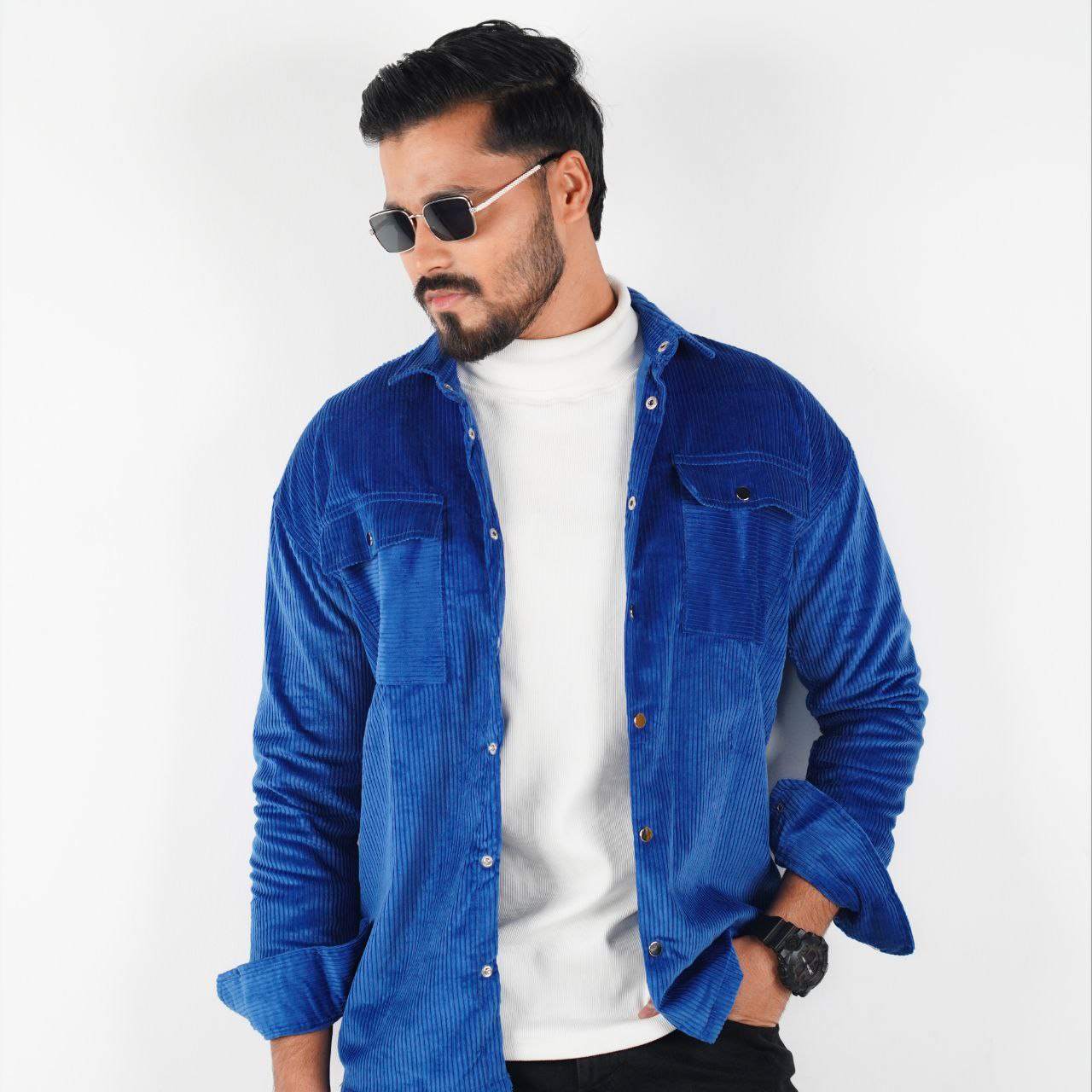 Corduroy men's Shacket in Blue_img_0
