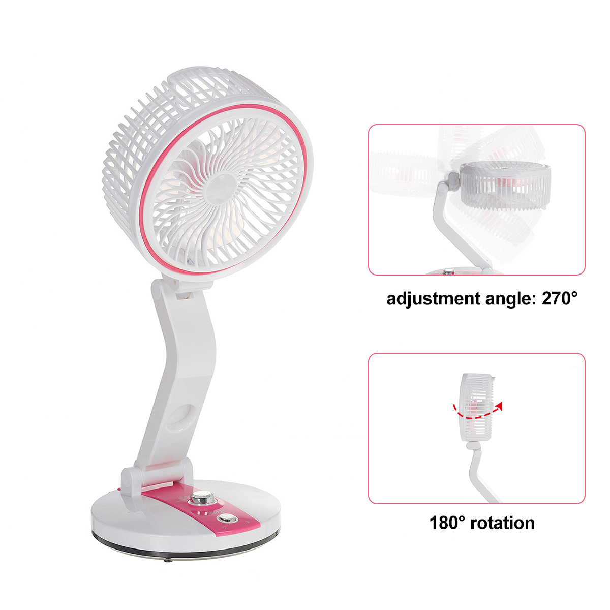 Rechargeable MHR Mini Folding Fan with LED Light & Power Bank_img_1