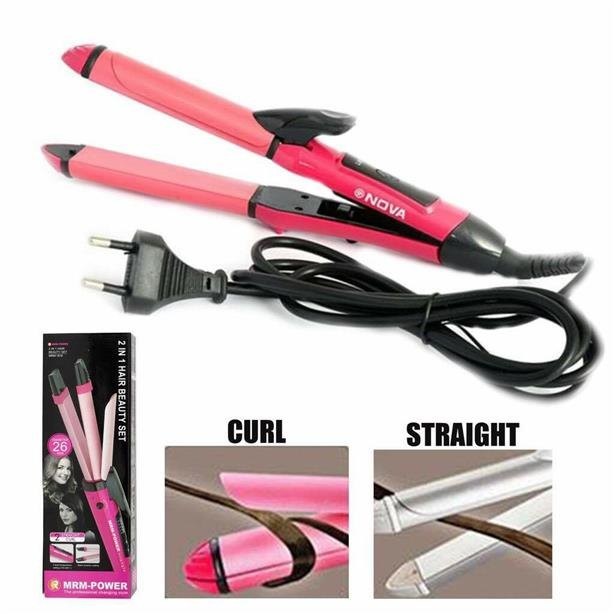 Nova Beauty 2 in 1 Hair Straightener & Curler Professional Hair Iron (NHC-2009) - Pink_img_0