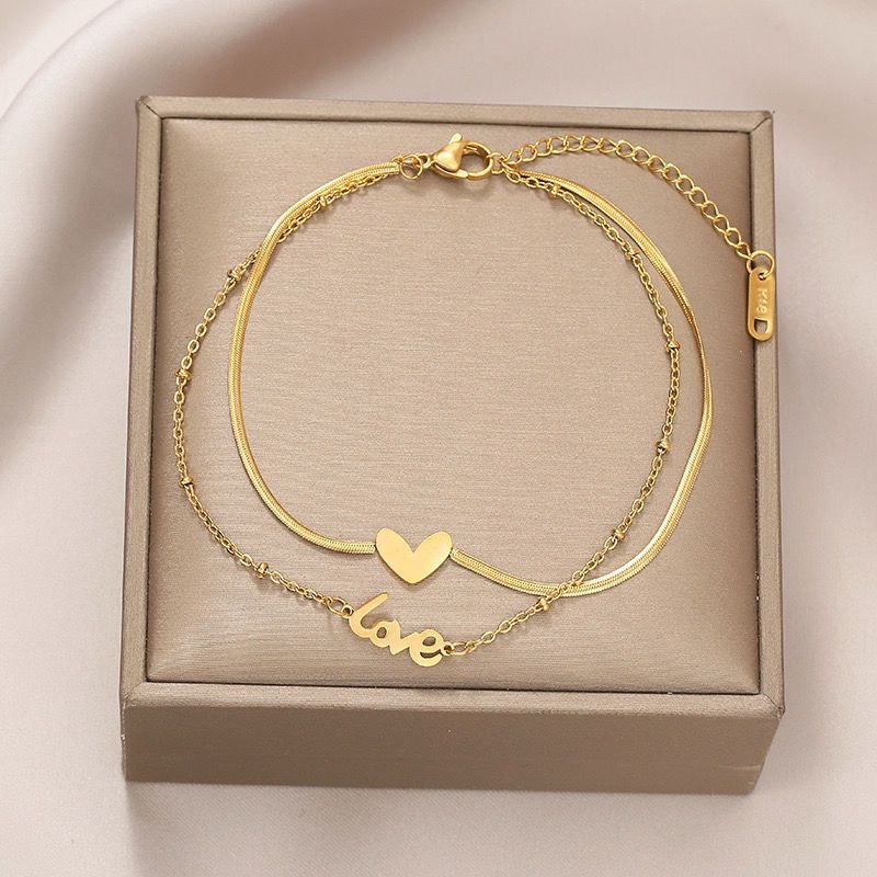 Double-layer love heart plated 18K gold anklet Payel_img_1
