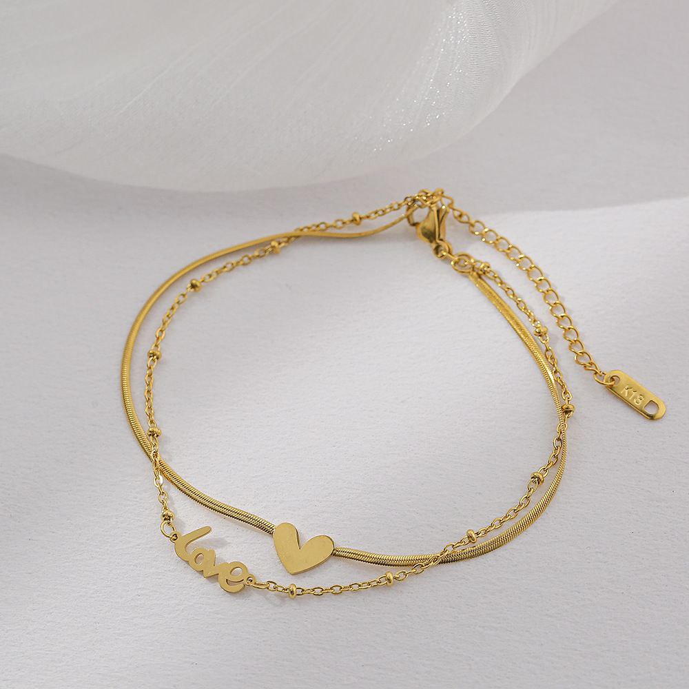 Double-layer love heart plated 18K gold anklet Payel_img_2