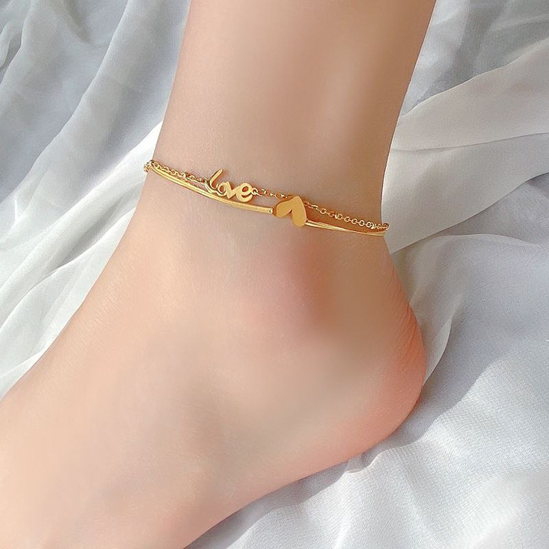 Double-layer love heart plated 18K gold anklet Payel_img_3