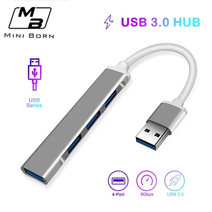 Doomhot Usb Hubs 4 Port Usb 3.0 Hub Super Speed 5Gbps Usb Ports Converter Cable Adapter Micro Usb Power Pc Computer Accessories With Otg Function For Desktop Laptop Pc_img_0